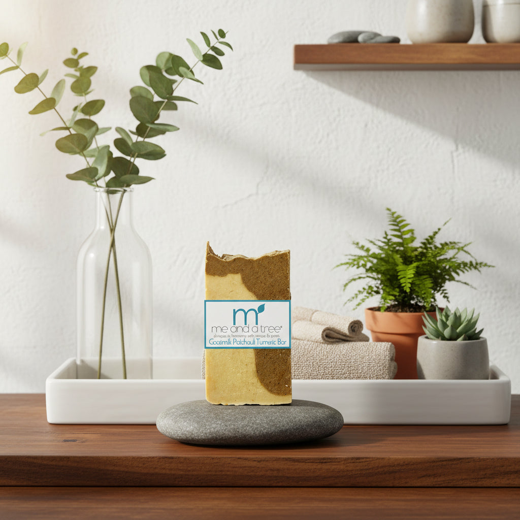 All-natural Goat Milk Patchouli Turmeric Bar Soap with Antibacterial and Anti-inflammatory Properties