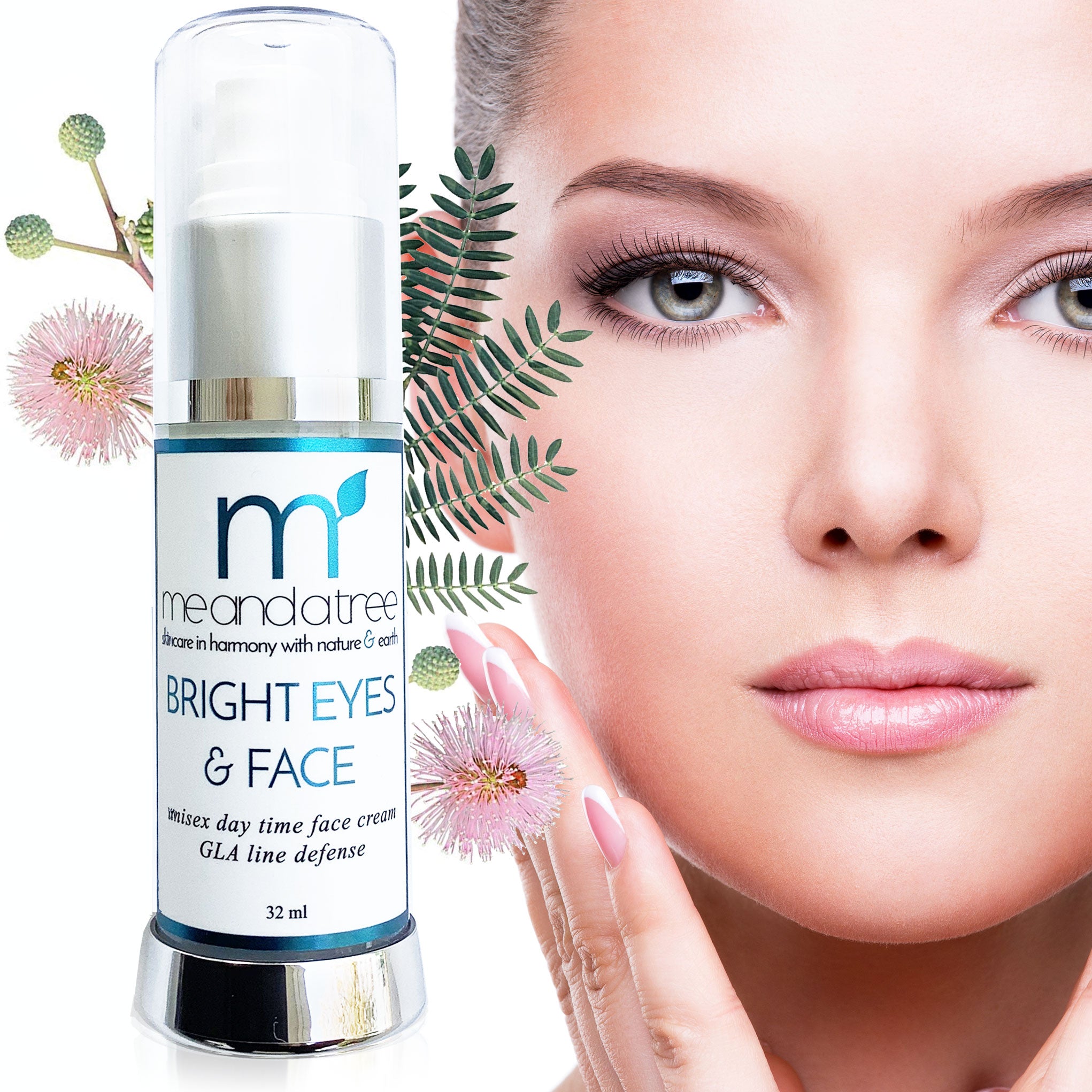 Beautiful Woman With Bright Eyes & Face Cream Complexion