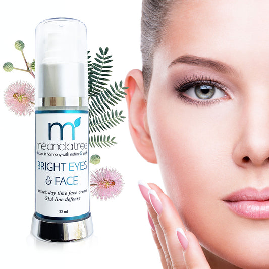 Beautiful woman using Bright Eyes & Face Unisex Day Cream with Zinc for sensitive skin and normal skin types